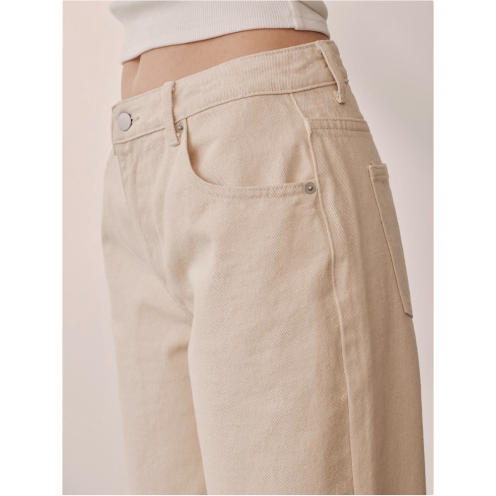 About You X Marie Von Behrens Cream White Loose Fit “Eva” Organic Cotton Jeans View 5
